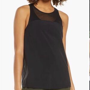 Zella Black Tank Top with Mesh Overlay